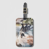 Wasserfarbe Schwarz und Weiße Flusskatze in der Na Gepäckanhänger (Vorderseite Vertikal)