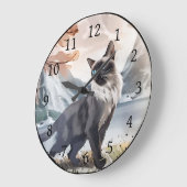 Wasserfarbe Schwarz und Weiße Flusskatze in der Na Große Wanduhr (Winkel)