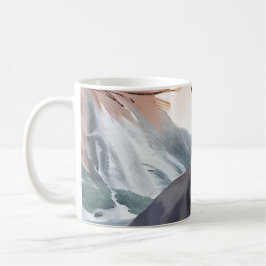 Wasserfarbe Schwarz und Weiße Flusskatze in der Na Kaffeetasse