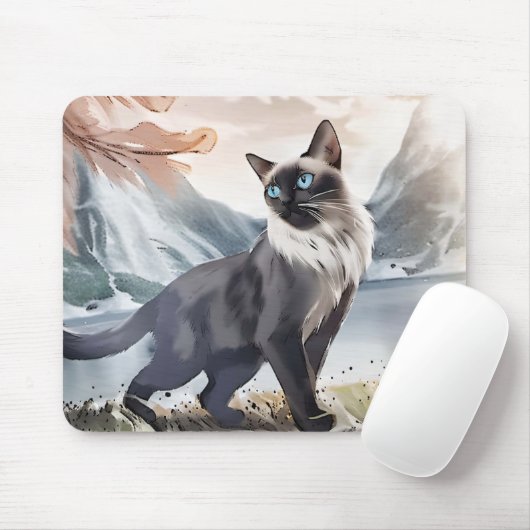 Wasserfarbe Schwarz und Weiße Flusskatze in der Na Mousepad (Mit Mouse)