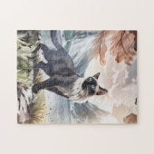 Wasserfarbe Schwarz und Weiße Flusskatze in der Na Puzzle (Horizontal)