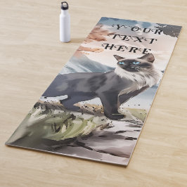 Wasserfarbe Schwarz und Weiße Flusskatze in der Na Yogamatte