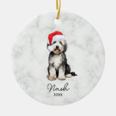 Wasserfarbe Schwarz/Weiß Bernedoodle/Goldendoodle Keramik Ornament (Vorne)