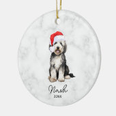 Wasserfarbe Schwarz/Weiß Bernedoodle/Goldendoodle Keramik Ornament (Links)
