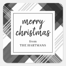 Wasserfarbe Schwarz-weiß Kariert Frohe Weihnachtsb