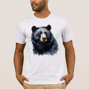 Wasserfarbe Schwarzer Bär Natur T-Shirt