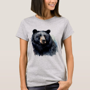 Wasserfarbe Schwarzer Bär Natur T-Shirt