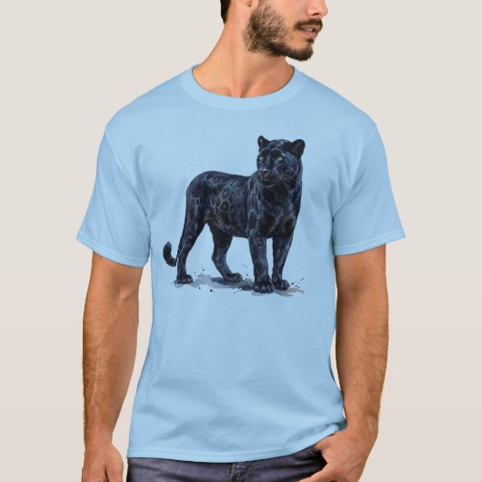 Wasserfarbe schwarzer Panther T-Shirt (Vorderseite)