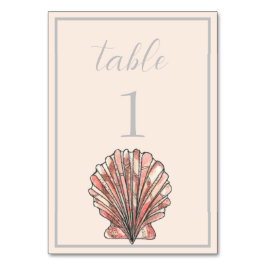 Wasserfarbe Seashell Beach Hochzeit Tischnummer