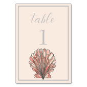 Wasserfarbe Seashell Beach Hochzeit Tischnummer (Vorderseite)