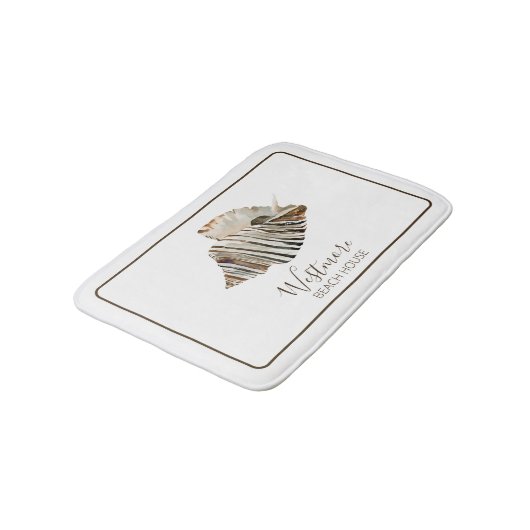 Wasserfarbe Seashell Beach House Badematte (Schrägansicht)