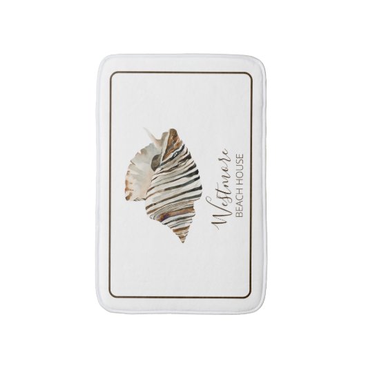 Wasserfarbe Seashell Beach House Badematte (Vorderseite Vertikal)