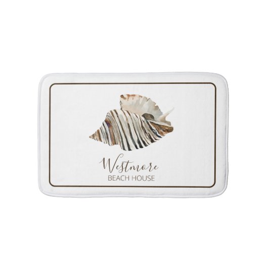 Wasserfarbe Seashell Beach House Badematte (Vorderseite)