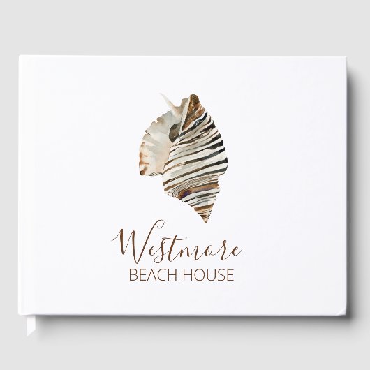 Wasserfarbe Seashell Beach House Gästebuch (Vorderseite)