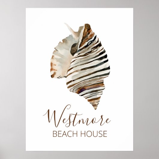 Wasserfarbe Seashell Beach House Poster (Vorne)