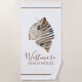 Wasserfarbe Seashell Beach House Strandtuch (Vorderseite)