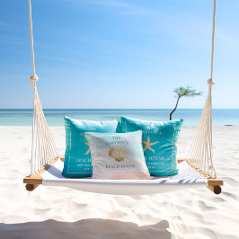 Wasserfarbe Seashell Custom Monogram Beach House Kissen