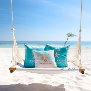 Wasserfarbe Seashell Custom Monogram Beach House Kissen
