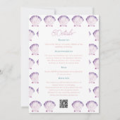 Wasserfarbe Seashell Hochzeitsdetails Zurück, Qr & Einladung (Rückseite)