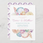 Wasserfarbe Seashell Hochzeitsdetails Zurück, Qr & Einladung (Vorne/Hinten)