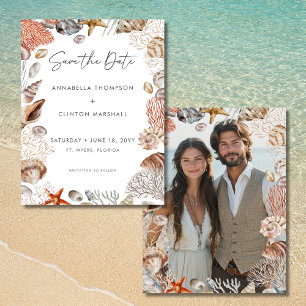 Wasserfarbe Seashell Neutral Beach Hochzeit Save The Date