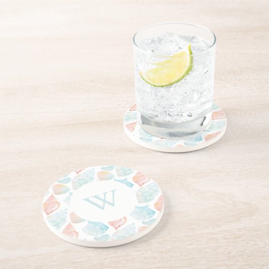 Wasserfarbe Seashell Sandstone Untersetzer (Seite)