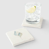 Wasserfarbe Seashell Steinuntersetzer (Seitenansicht)