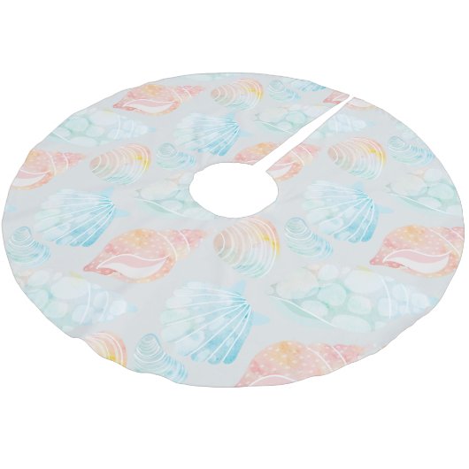 Wasserfarbe Seashell Tree Skirt Polyester Weihnachtsbaumdecke (Schrägansicht)