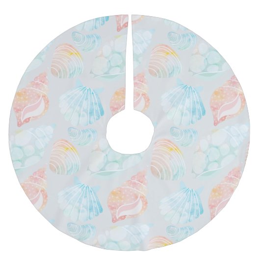 Wasserfarbe Seashell Tree Skirt Polyester Weihnachtsbaumdecke (Vorderseite)