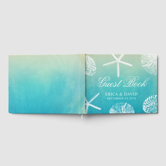 Wasserfarbe Seashells Beach Hochzeit Gästebuch (Voll)