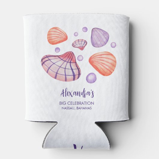 Wasserfarbe Seashells Paper Napkins Dosenkühler (Rückseite)