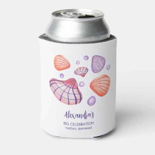 Wasserfarbe Seashells Paper Napkins Dosenkühler (Kanne Rückseite)
