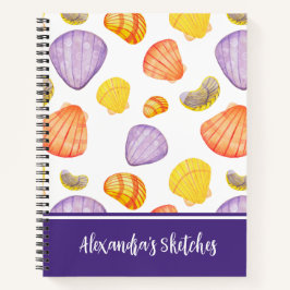Wasserfarbe Seashells Sketchbook Notebook mit Name Notizblock