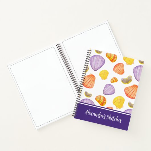 Wasserfarbe Seashells Sketchbook Notebook mit Name Notizblock (Innenseite)