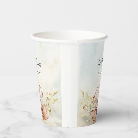 Wasserfarbe Seashells Tropical Beach Hochzeit Pappbecher (Rechts)