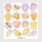 Wasserfarbe Seashells Vinyl Stickers Aufkleber (Blatt)
