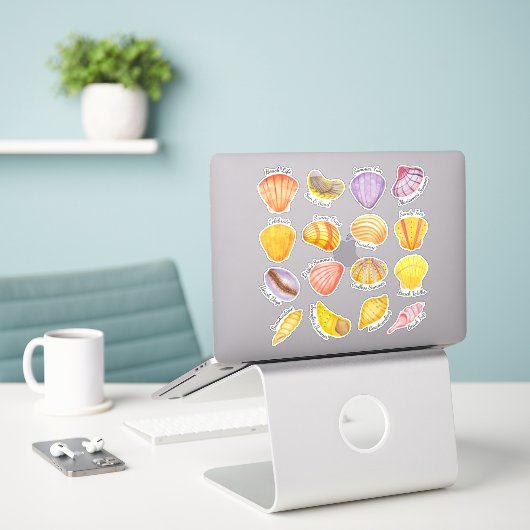 Wasserfarbe Seashells Vinyl Stickers Aufkleber (Laptop auf Schreibtisch)