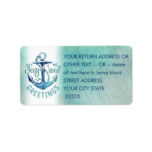 Wasserfarbe "SEAsons Grüße" Adressaufkleber (Vorne)