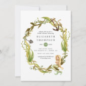 Wasserfarbe Seealgen Meerjungfrau Brautparty Einladung (Vorderseite)