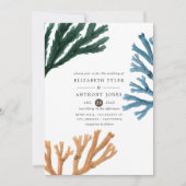 Wasserfarbe Seealgen Strand Hochzeit Einladung (Vorderseite)
