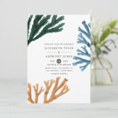 Wasserfarbe Seealgen Strand Hochzeit Einladung (Stehend Vorderseite)