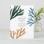 Wasserfarbe Seealgen Strand Hochzeit Einladung (Stehend Vorderseite)
