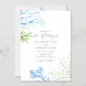 Wasserfarbe Seealgen Strand Hochzeit Magneteinladung (Vorderseite)