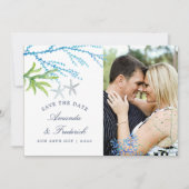 Wasserfarbe Seealgen Strand Hochzeit Save the Date (Vorderseite)