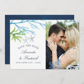 Wasserfarbe Seealgen Strand Hochzeit Save the Date (Vorne/Hinten)