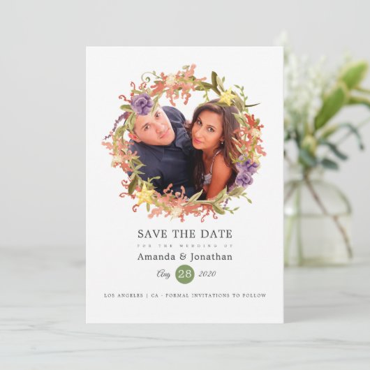 Wasserfarbe Seealgen Strand Hochzeitsgetränk Foto Save The Date (Stehend Vorderseite)