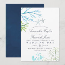 Wasserfarbe Seetang Strand Hochzeitsempfang