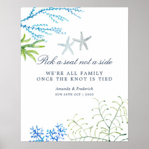 Wasserfarbe Seetang Strand Hochzeitssitze Poster