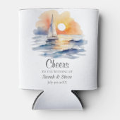 Wasserfarbe Segelboot Sonnenuntergang Seascape Hoc Dosenkühler (Vorderseite)