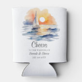 Wasserfarbe Segelboot Sonnenuntergang Seascape Hoc Dosenkühler (Rückseite)